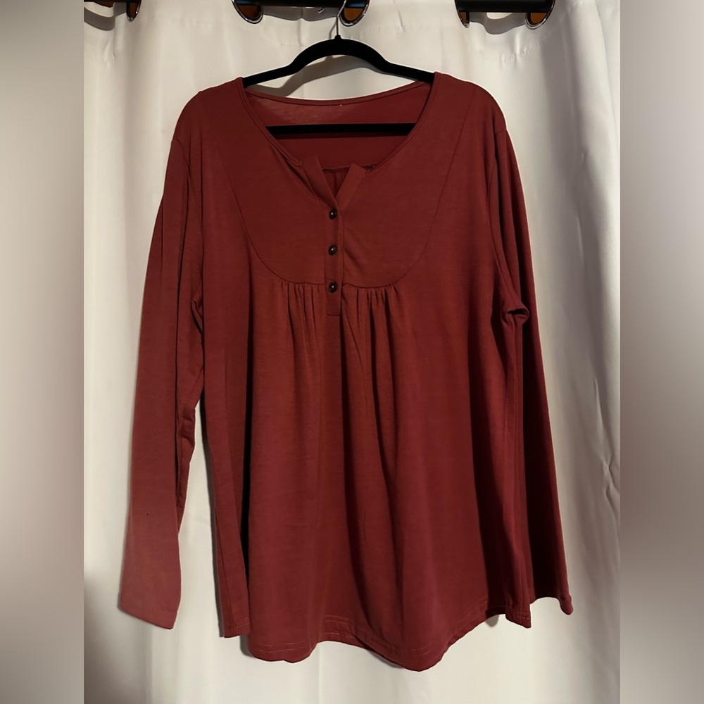 Dusty Dark Pink Longsleeve Cotton Top